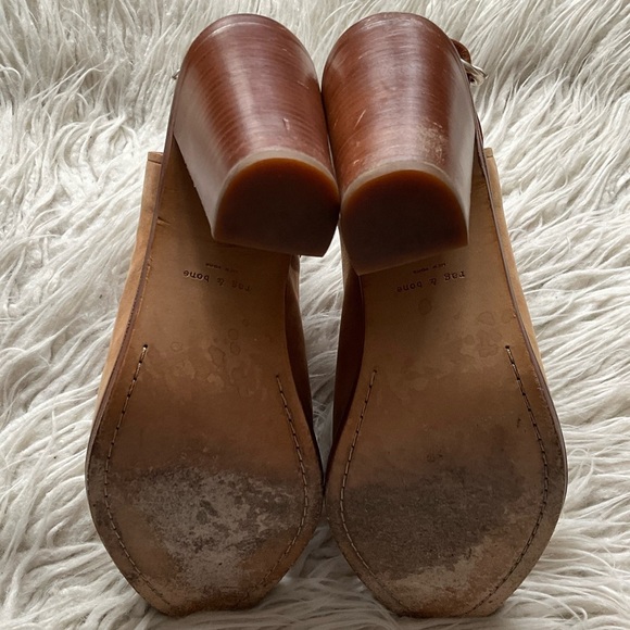 Rag & Bone Wyatt Camel Tan Nubuck Leather Slingback Heeled Sandals EUC Size 39 - Picture 7 of 10